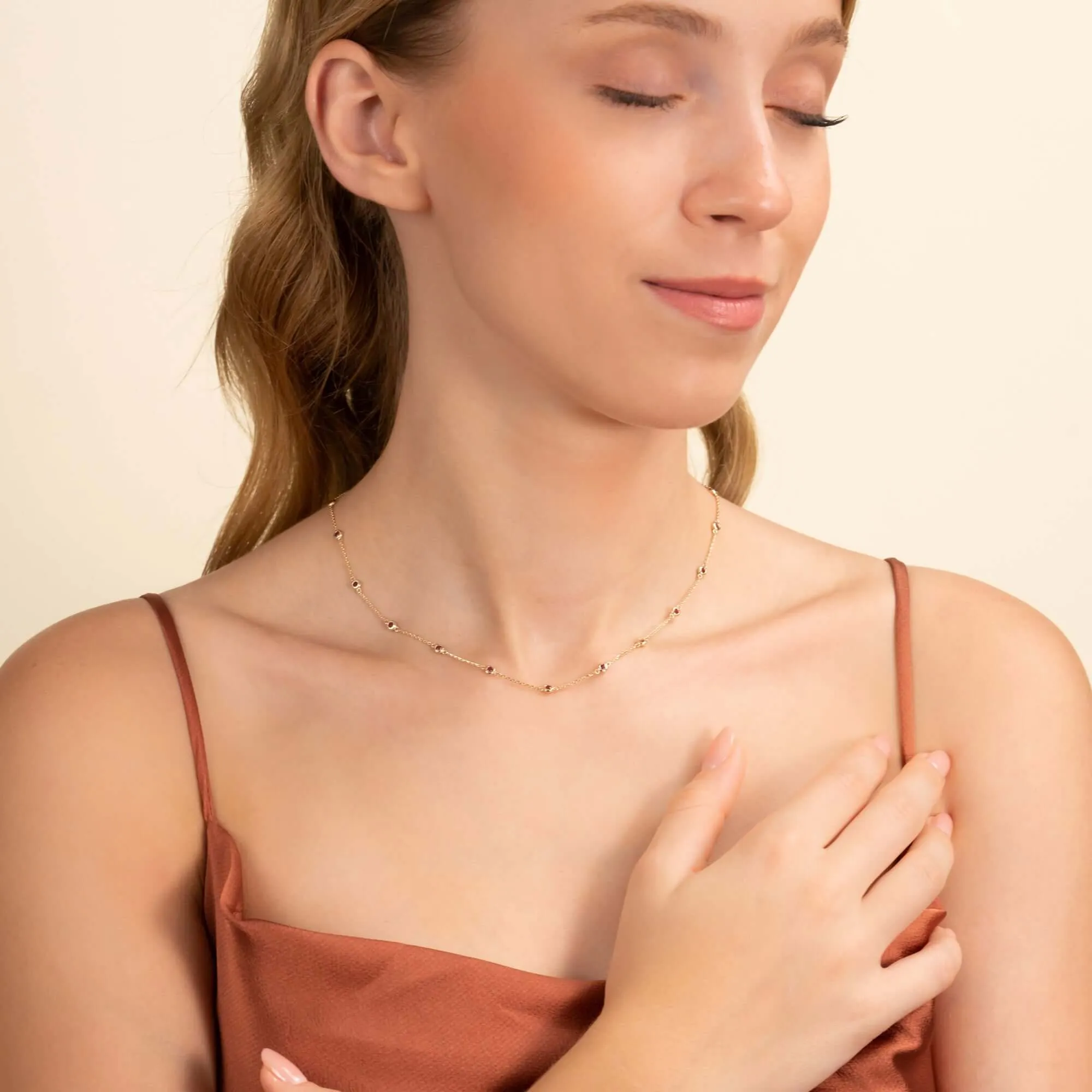 Multi Ruby Station Necklace, Gwen