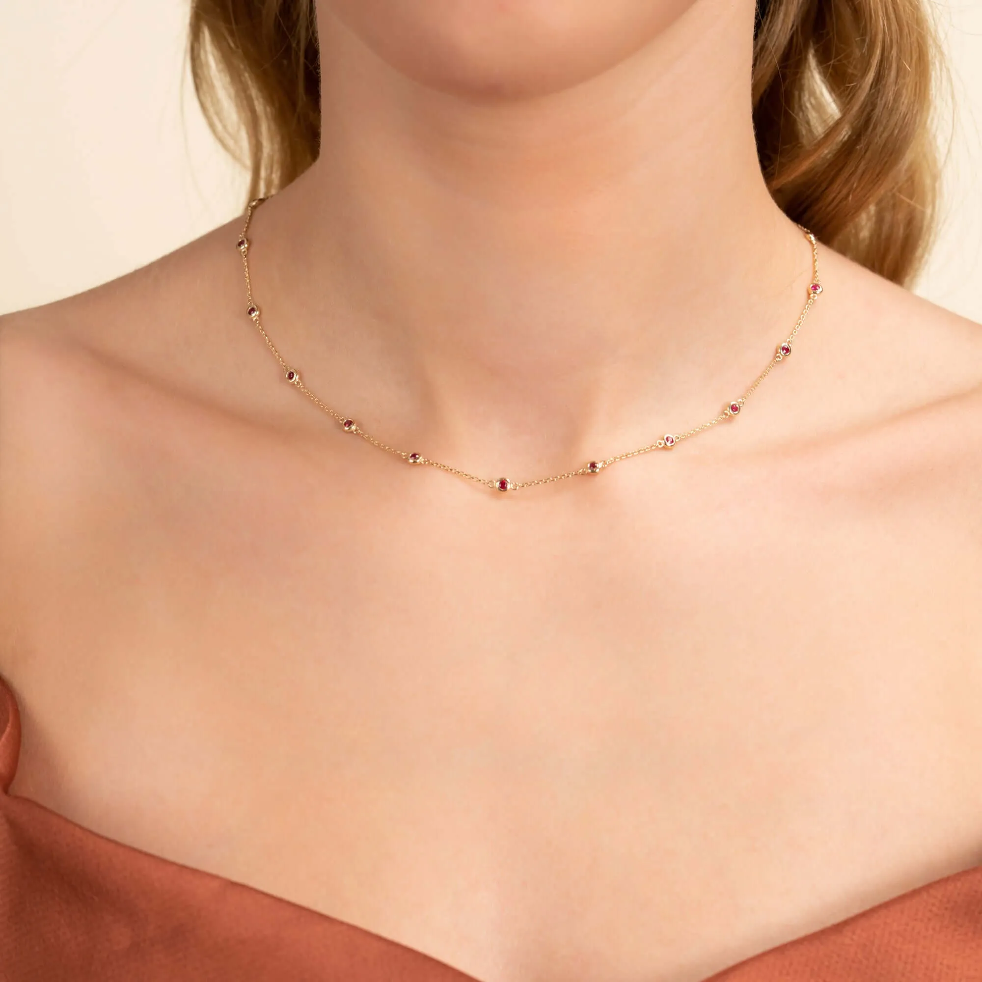 Multi Ruby Station Necklace, Gwen