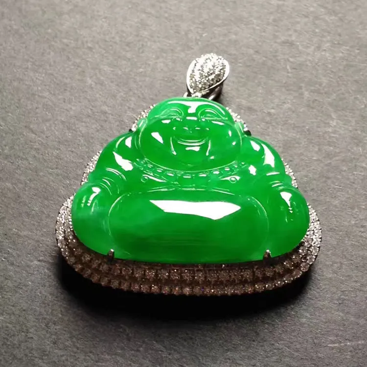 Natural Jade Pendant Jadeite Gold Buddha Pendant PT225