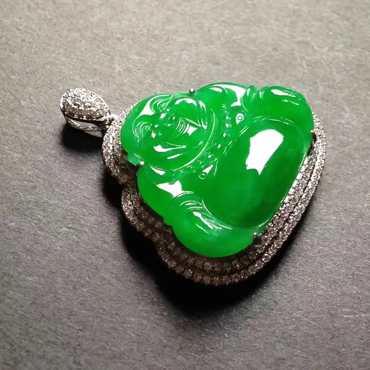 Natural Jade Pendant Jadeite Gold Buddha Pendant PT225