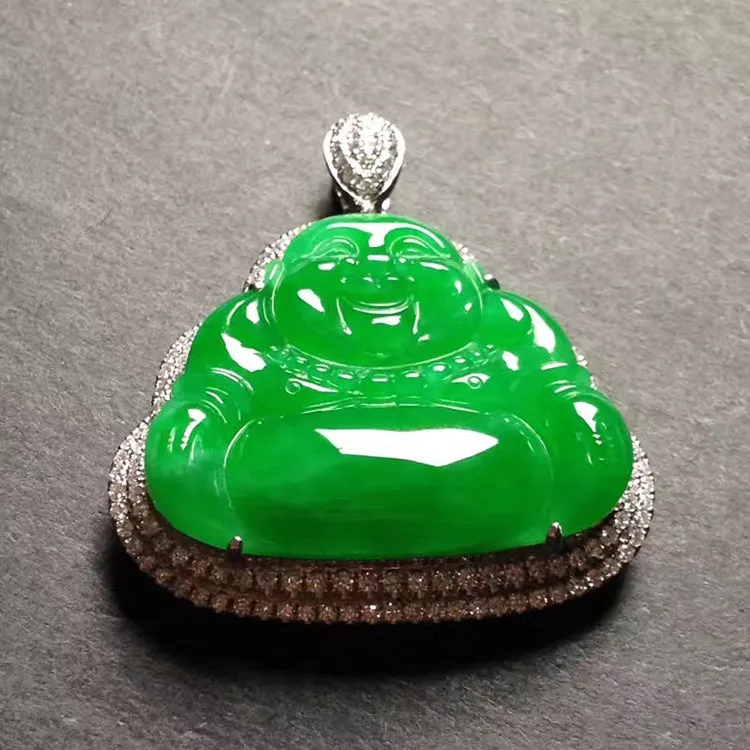 Natural Jade Pendant Jadeite Gold Buddha Pendant PT225