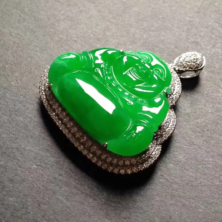 Natural Jade Pendant Jadeite Gold Buddha Pendant PT225