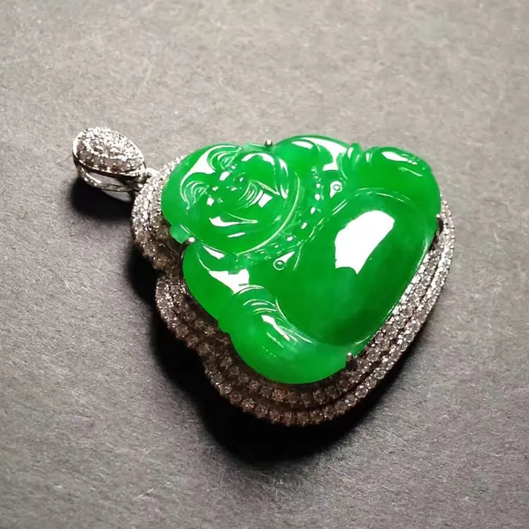 Natural Jade Pendant Jadeite Gold Buddha Pendant PT225