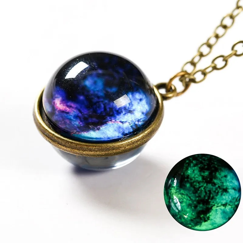 Nebula Galaxy Double Sided Pendant Necklace