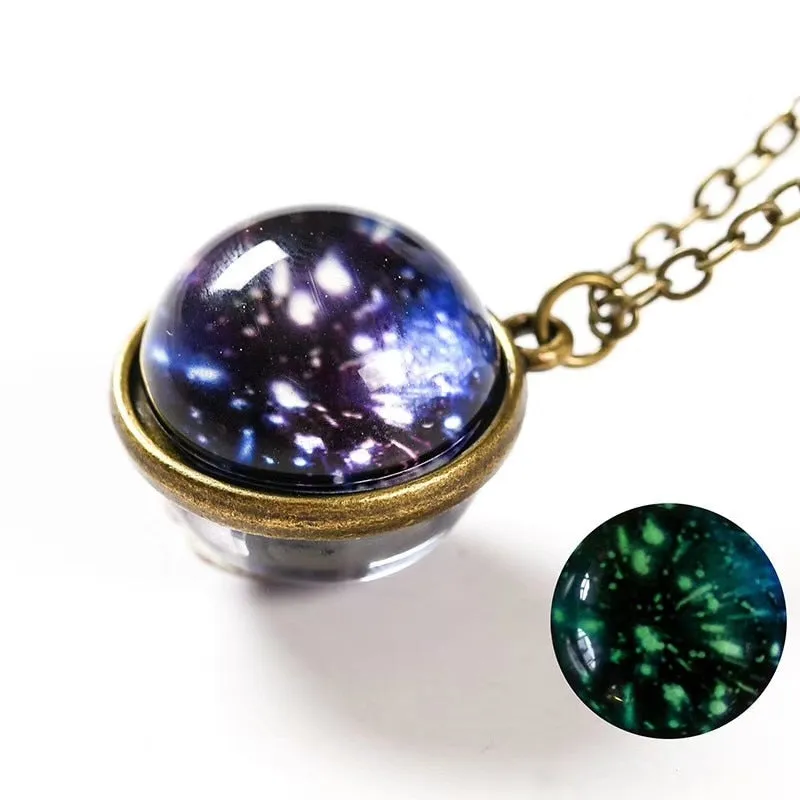 Nebula Galaxy Double Sided Pendant Necklace