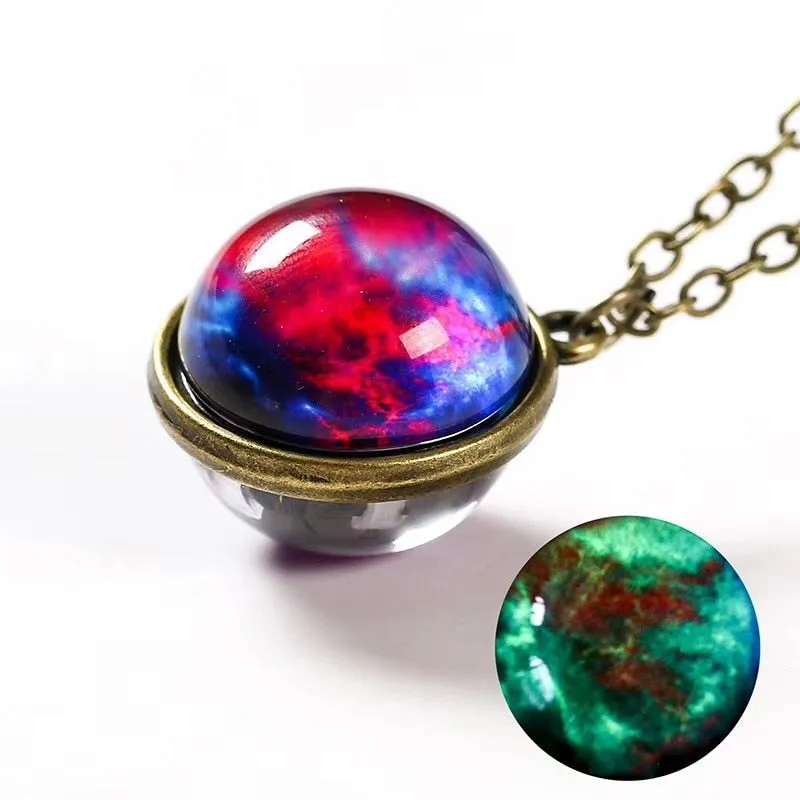 Nebula Galaxy Double Sided Pendant Necklace