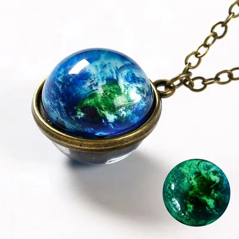 Nebula Galaxy Double Sided Pendant Necklace
