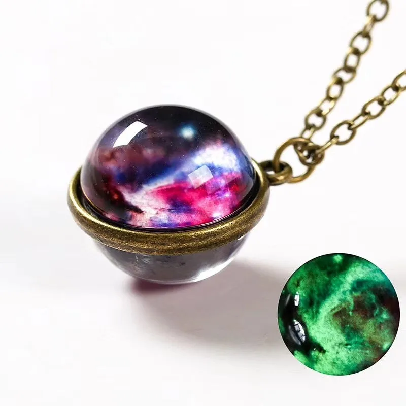 Nebula Galaxy Double Sided Pendant Necklace