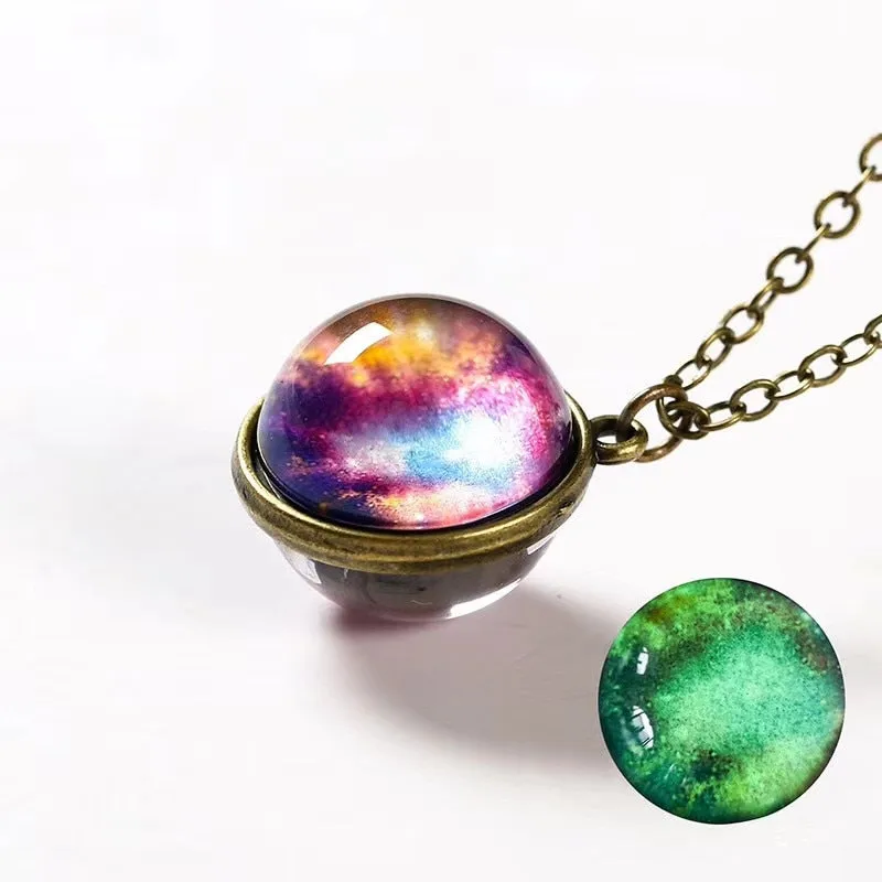 Nebula Galaxy Double Sided Pendant Necklace