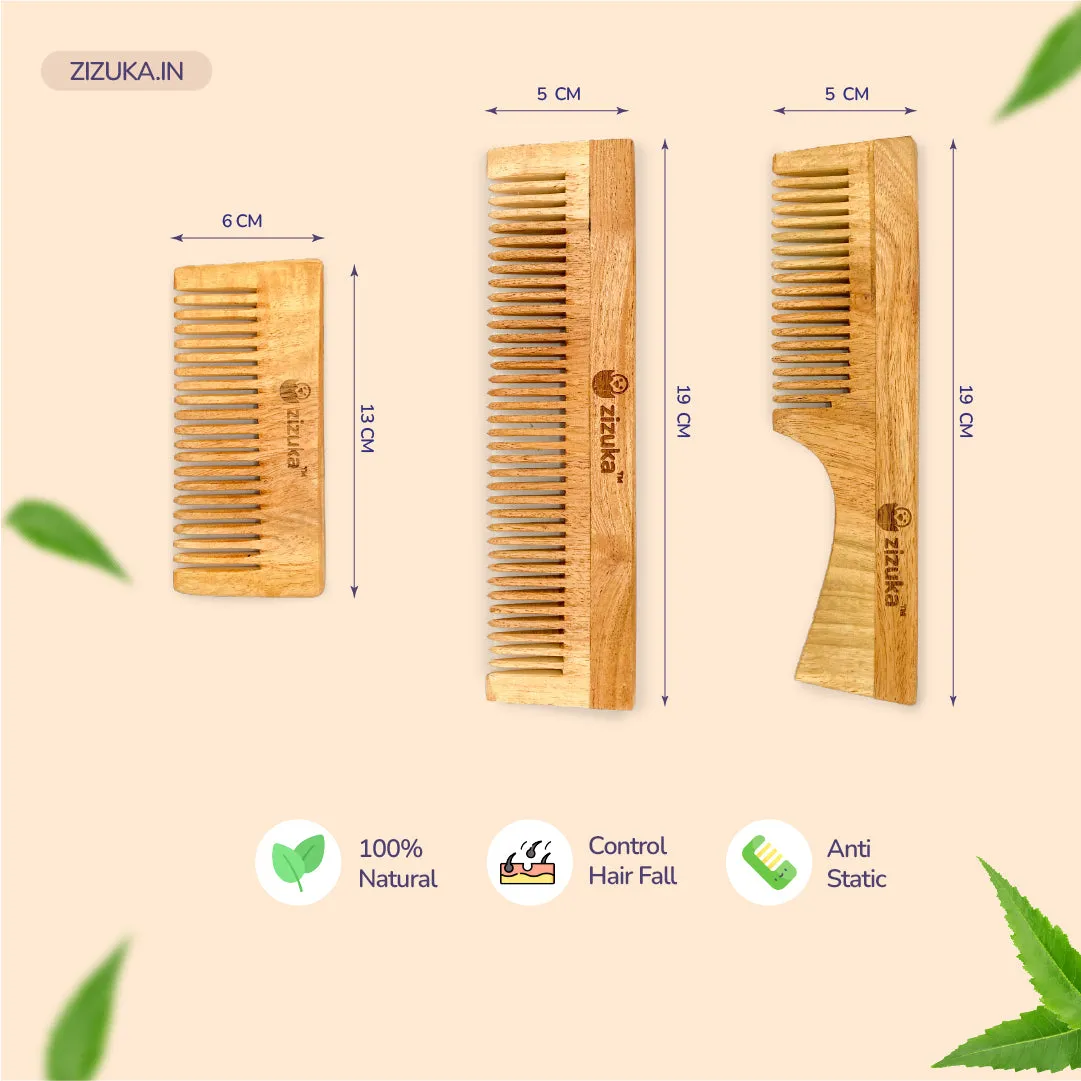 Oil Treated Wooden Neem Comb -Combo (Pack of 2)