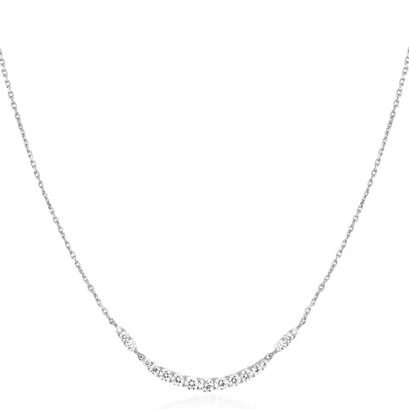 Pave Arc Necklace in Sterling Silver