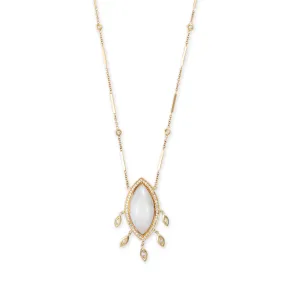 PAVE MOONSTONE MARQUISE   5 MARQUISE DIAMOND SHAKER SMOOTH BAR NECKLACE