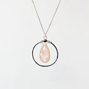 Peach Moonstone Drop Necklace