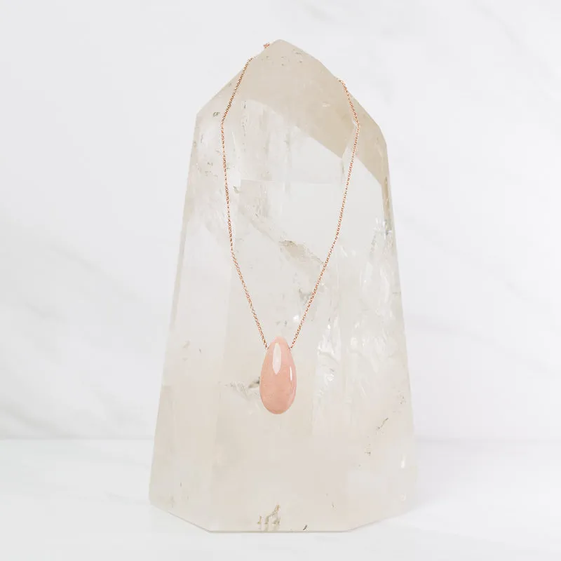 Peach Moonstone teardrop necklace