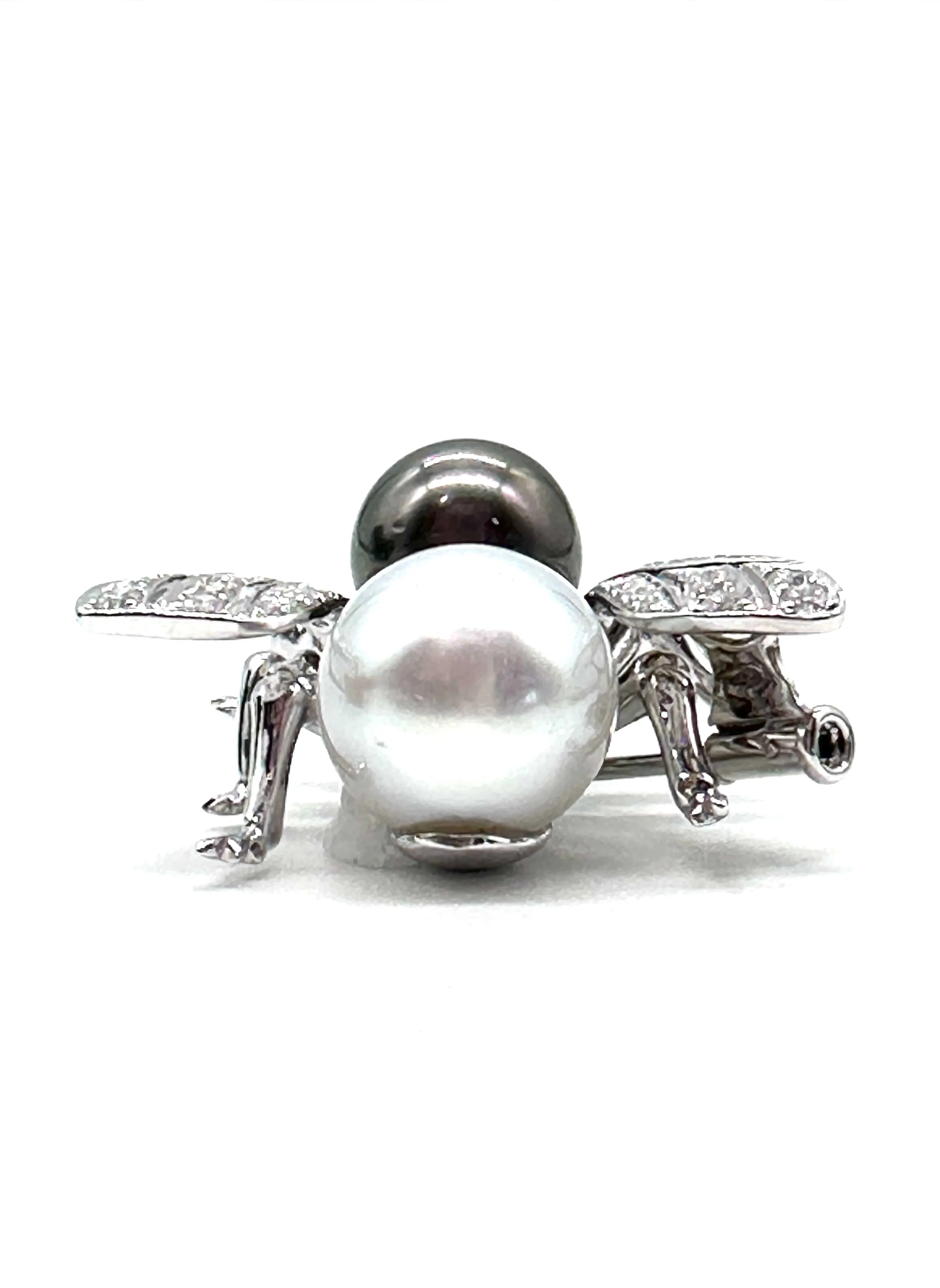 Pearl, Pink Sapphire & Diamond Bee Pin & Pendant