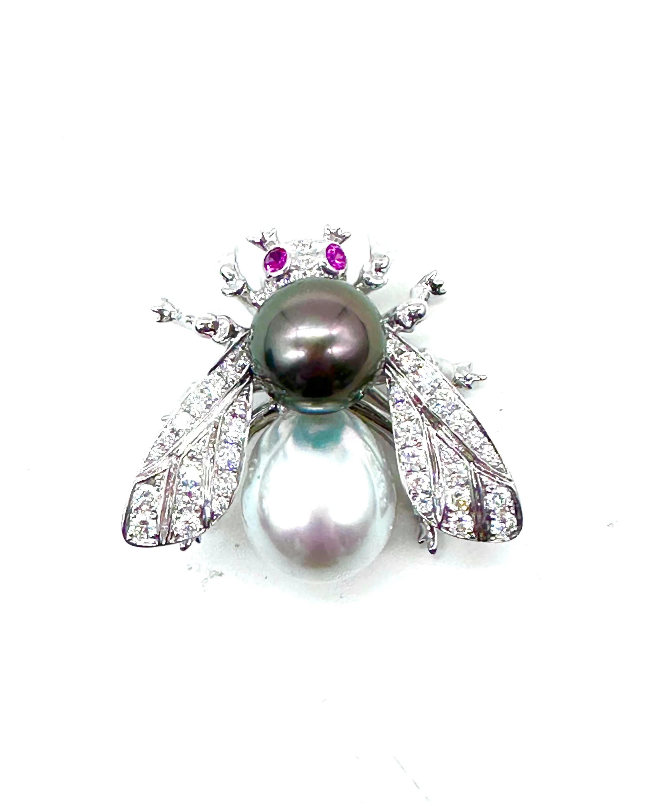 Pearl, Pink Sapphire & Diamond Bee Pin & Pendant