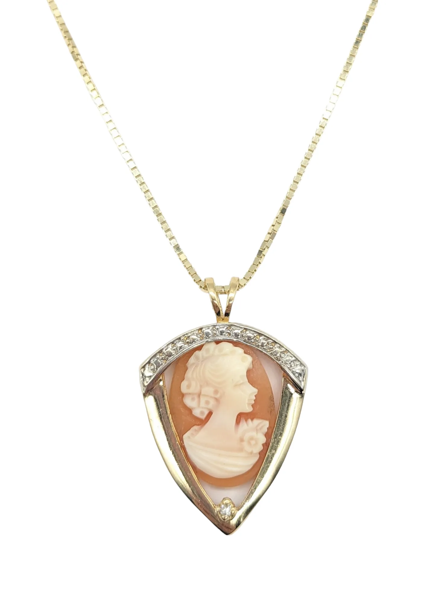 Pink and White Cameo Shield Pendant