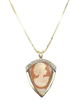 Pink and White Cameo Shield Pendant