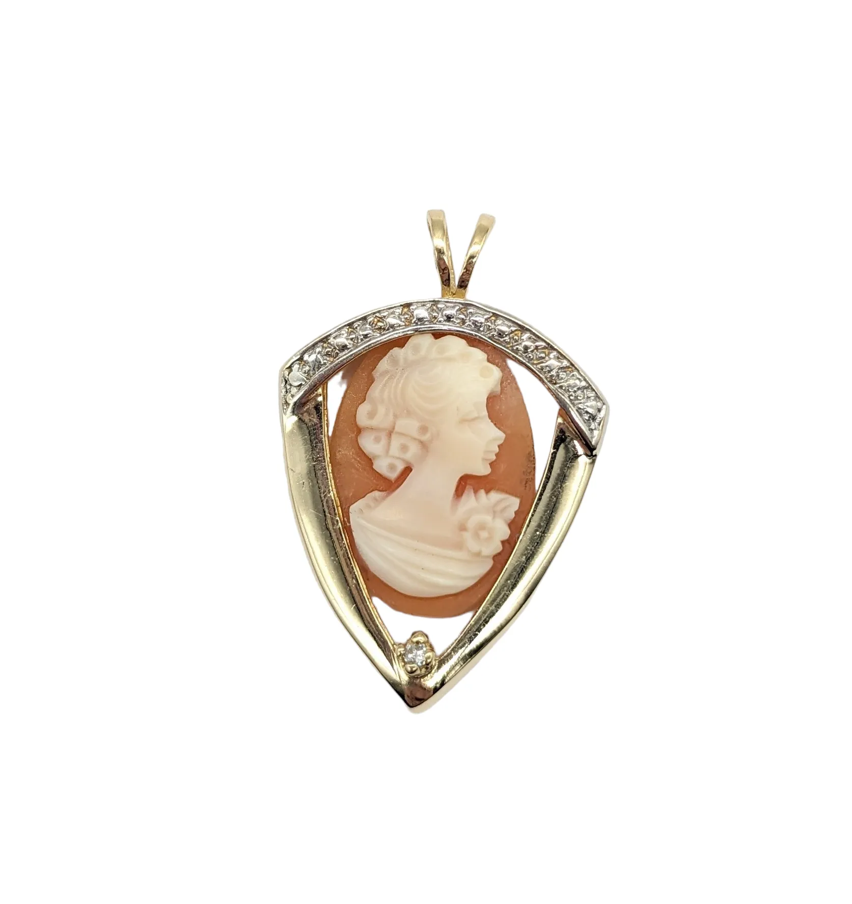 Pink and White Cameo Shield Pendant