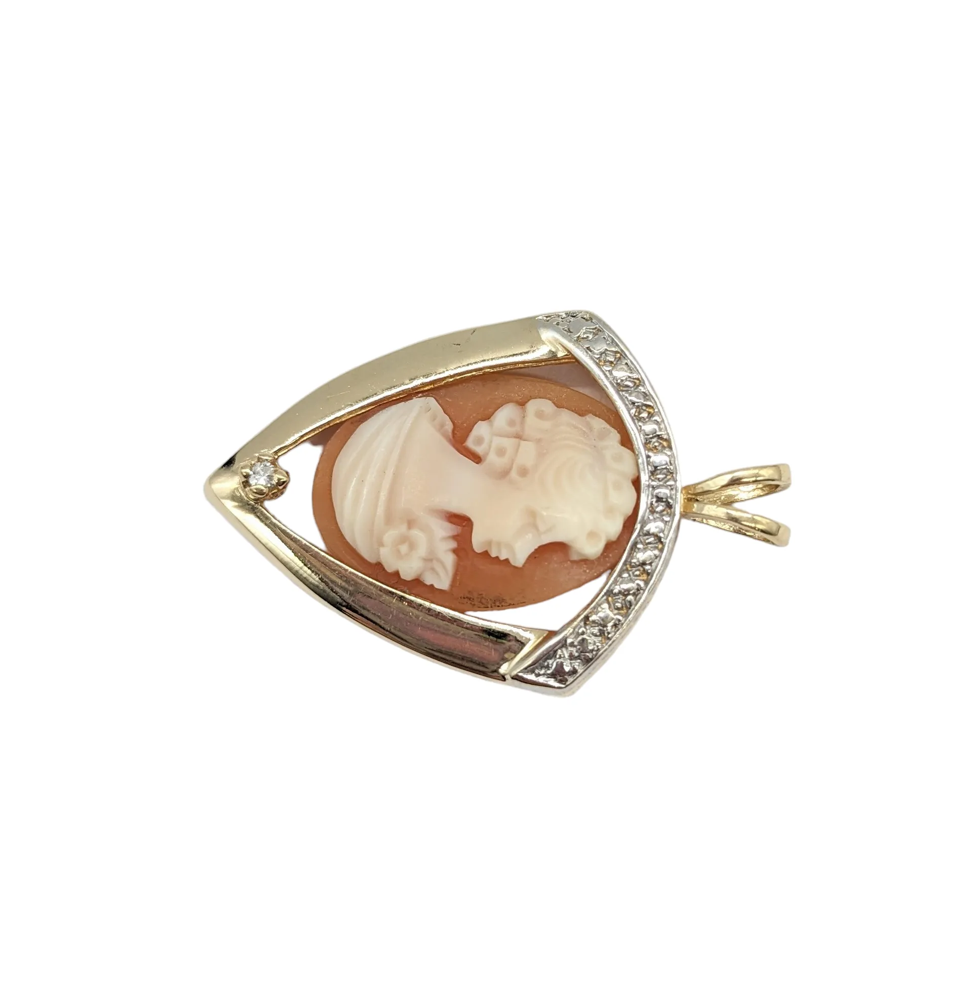 Pink and White Cameo Shield Pendant