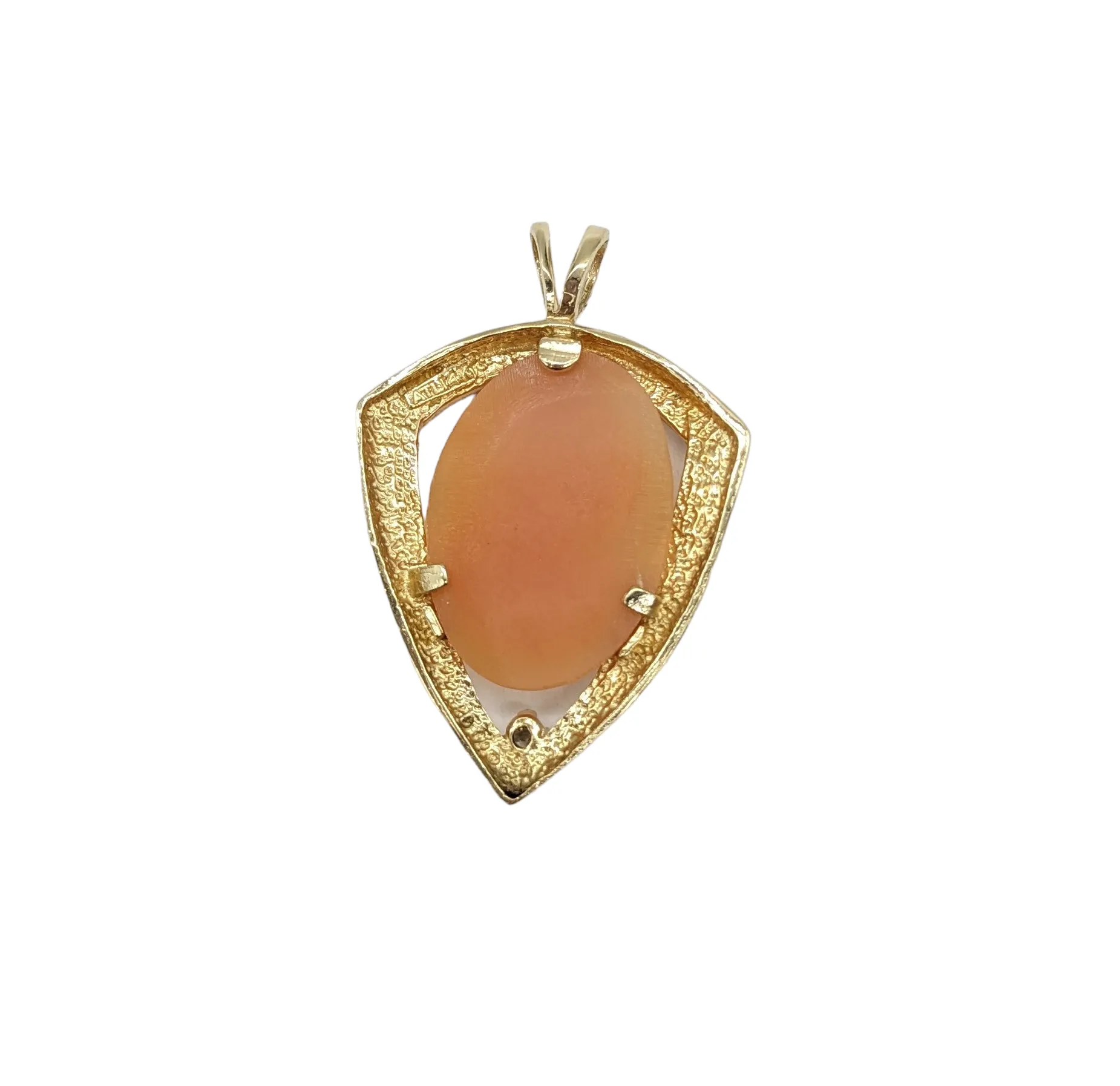 Pink and White Cameo Shield Pendant