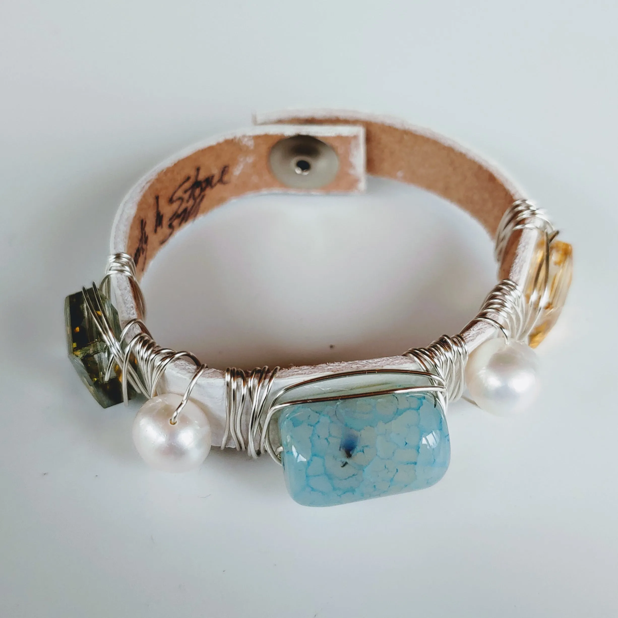 Pink, Aqua, Silver Bracelet Stack Set