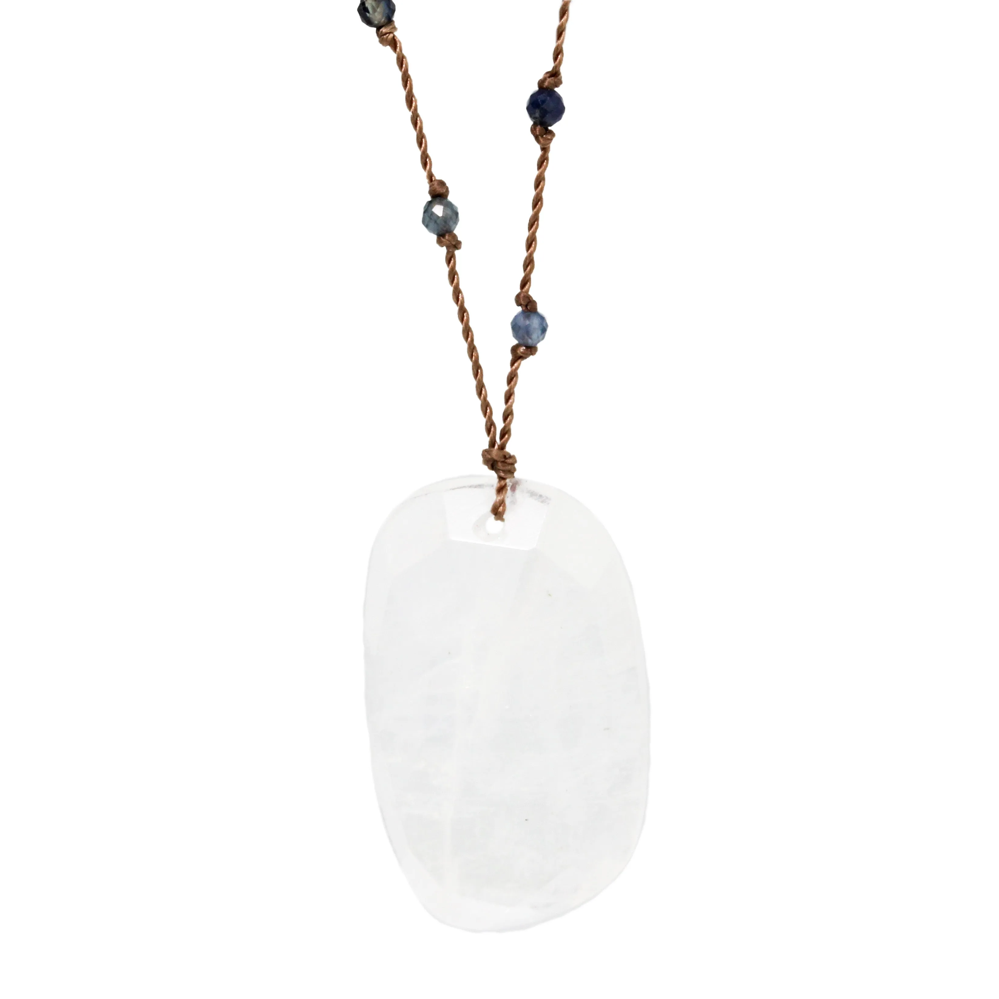 Rainbow Moonstone   Sapphire Necklace