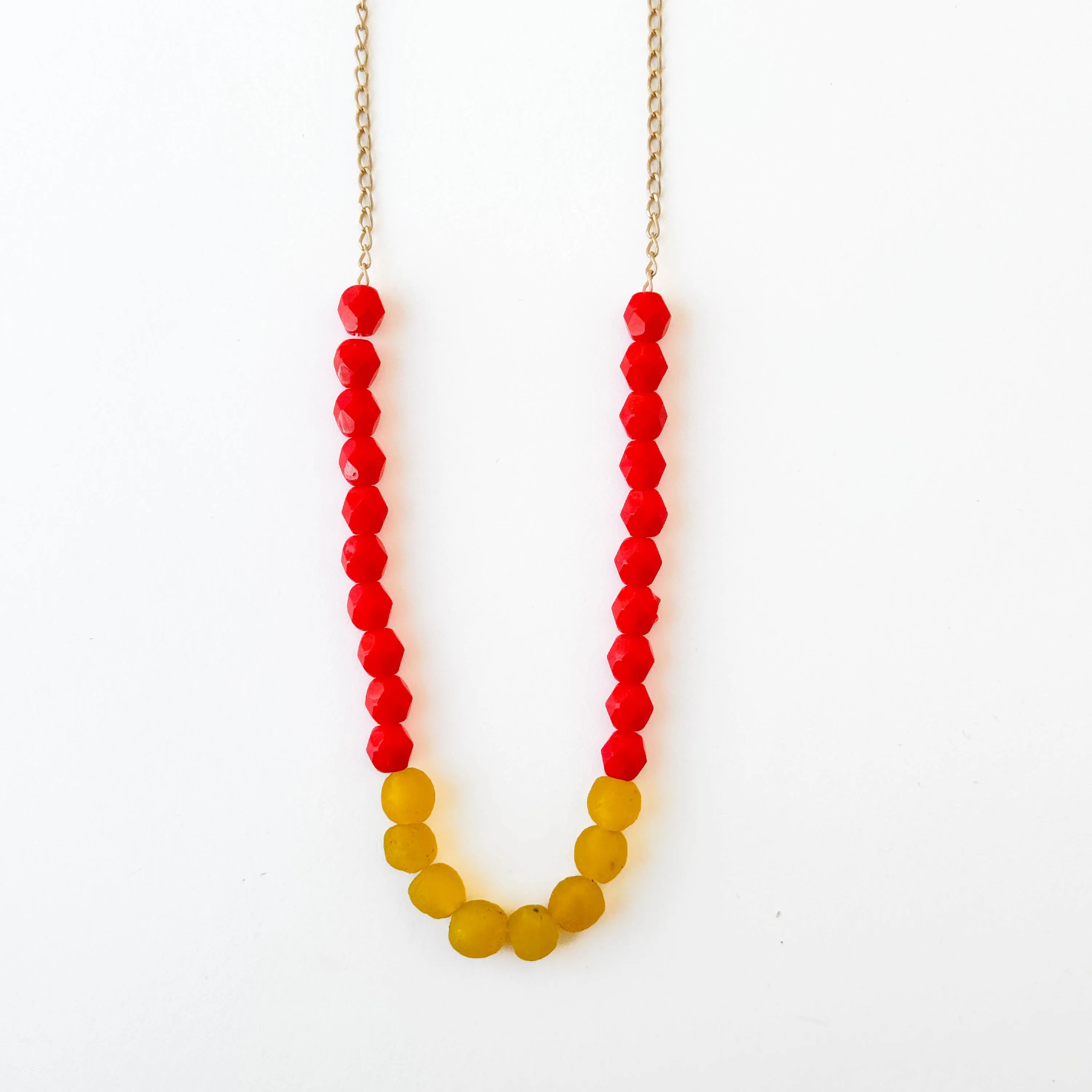 Recycled Glass And Bead Necklace  - WS