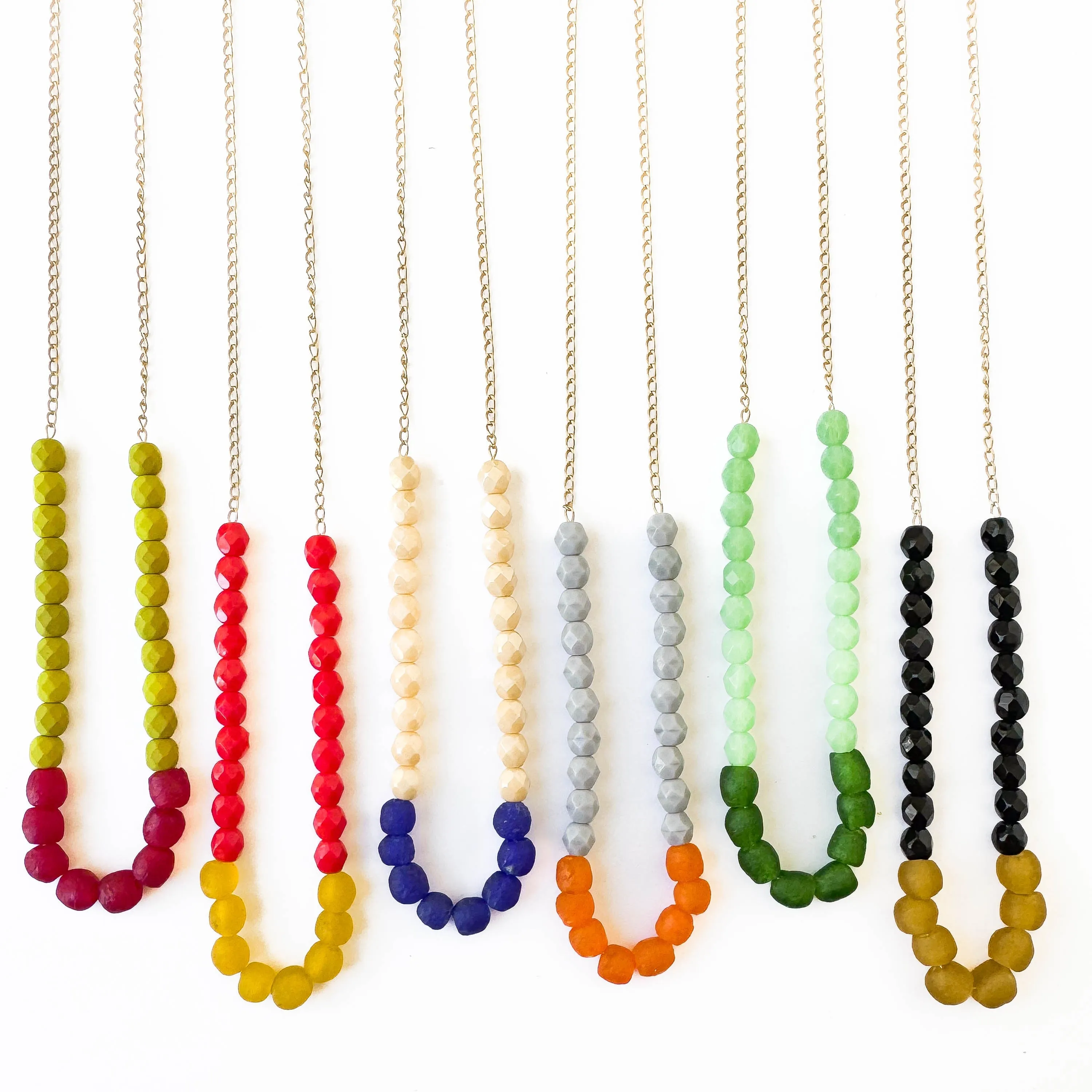 Recycled Glass And Bead Necklace  - WS