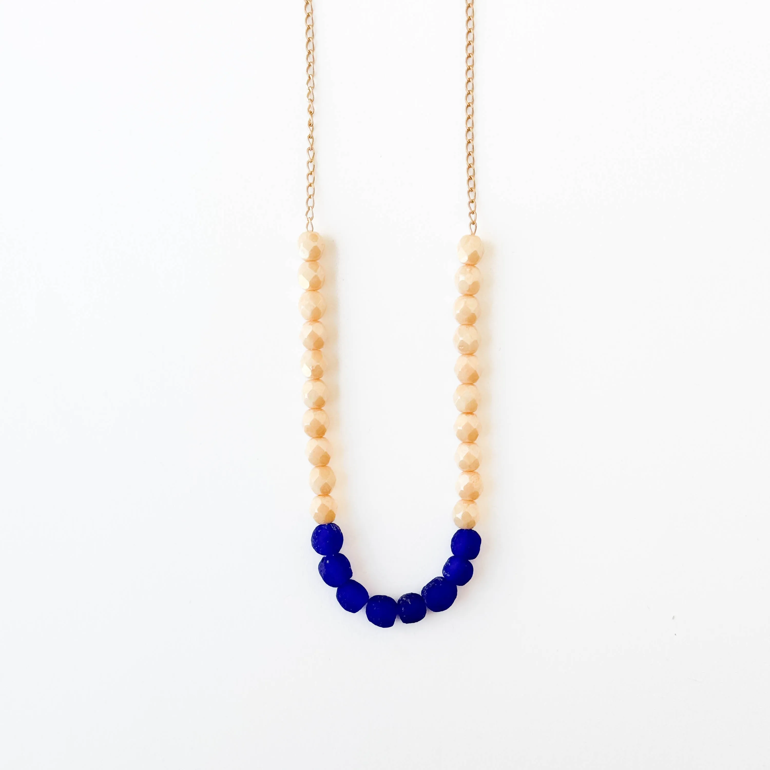 Recycled Glass And Bead Necklace  - WS