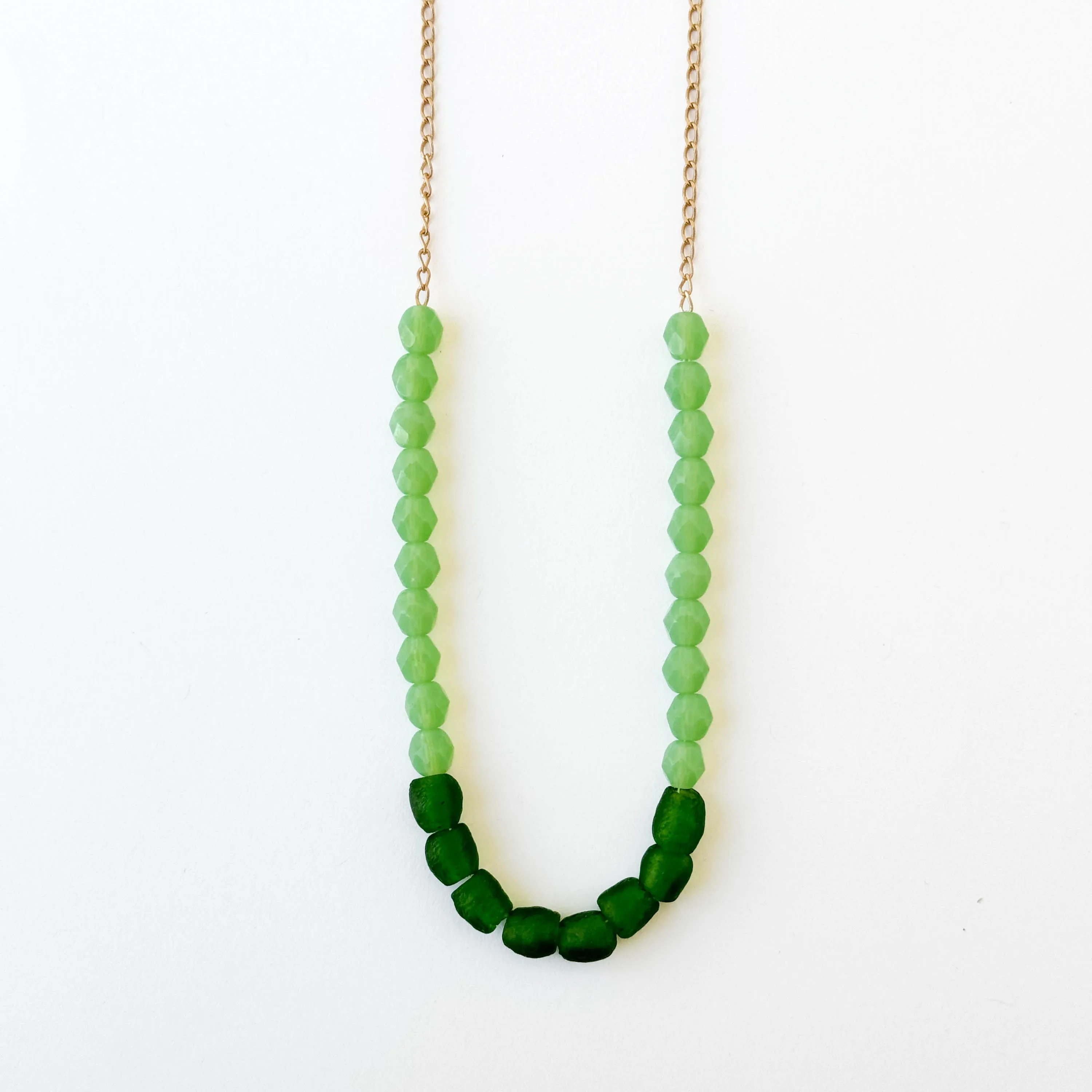 Recycled Glass And Bead Necklace  - WS
