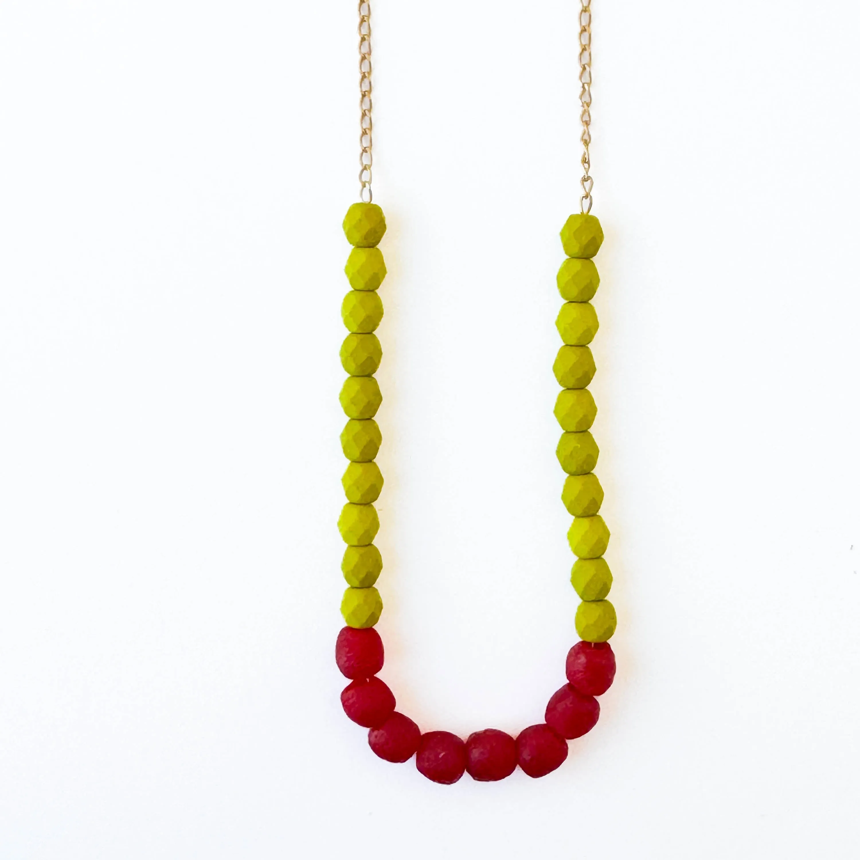 Recycled Glass And Bead Necklace  - WS