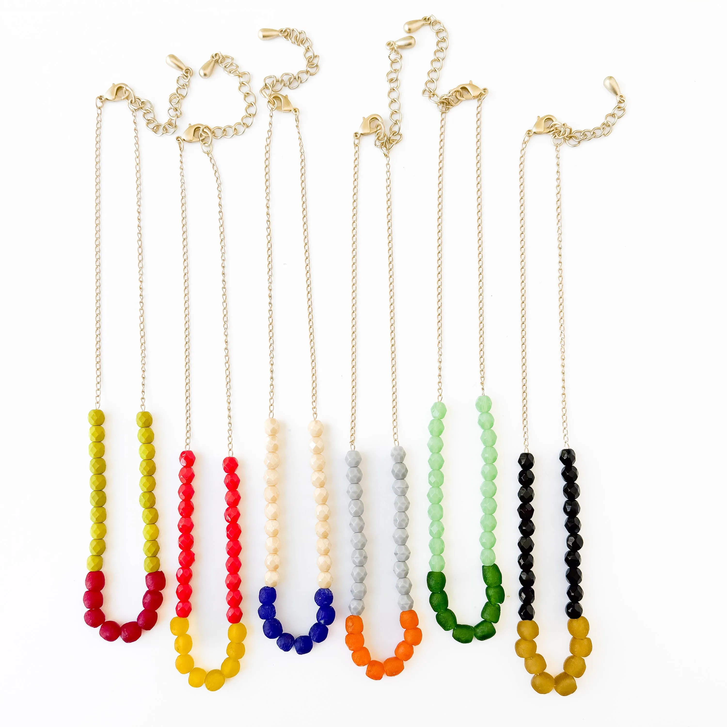 Recycled Glass And Bead Necklace  - WS