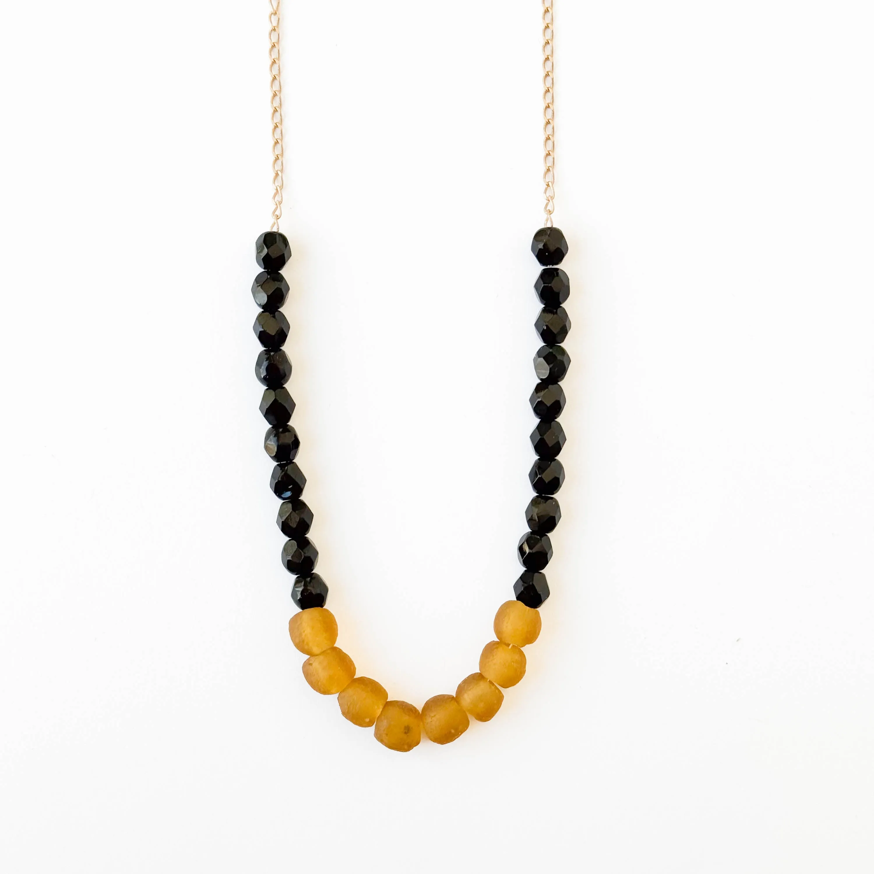 Recycled Glass And Bead Necklace  - WS