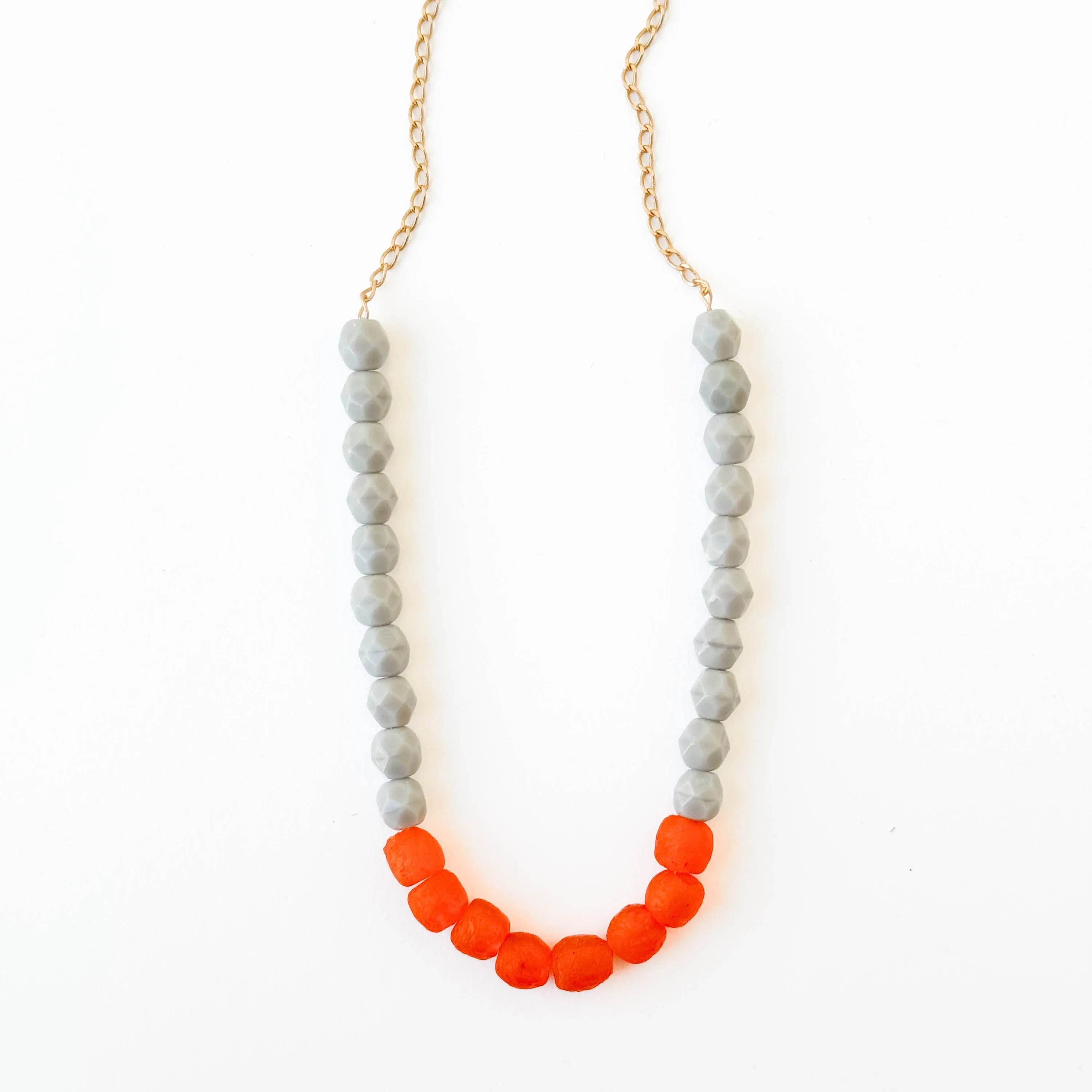 Recycled Glass And Bead Necklace  - WS