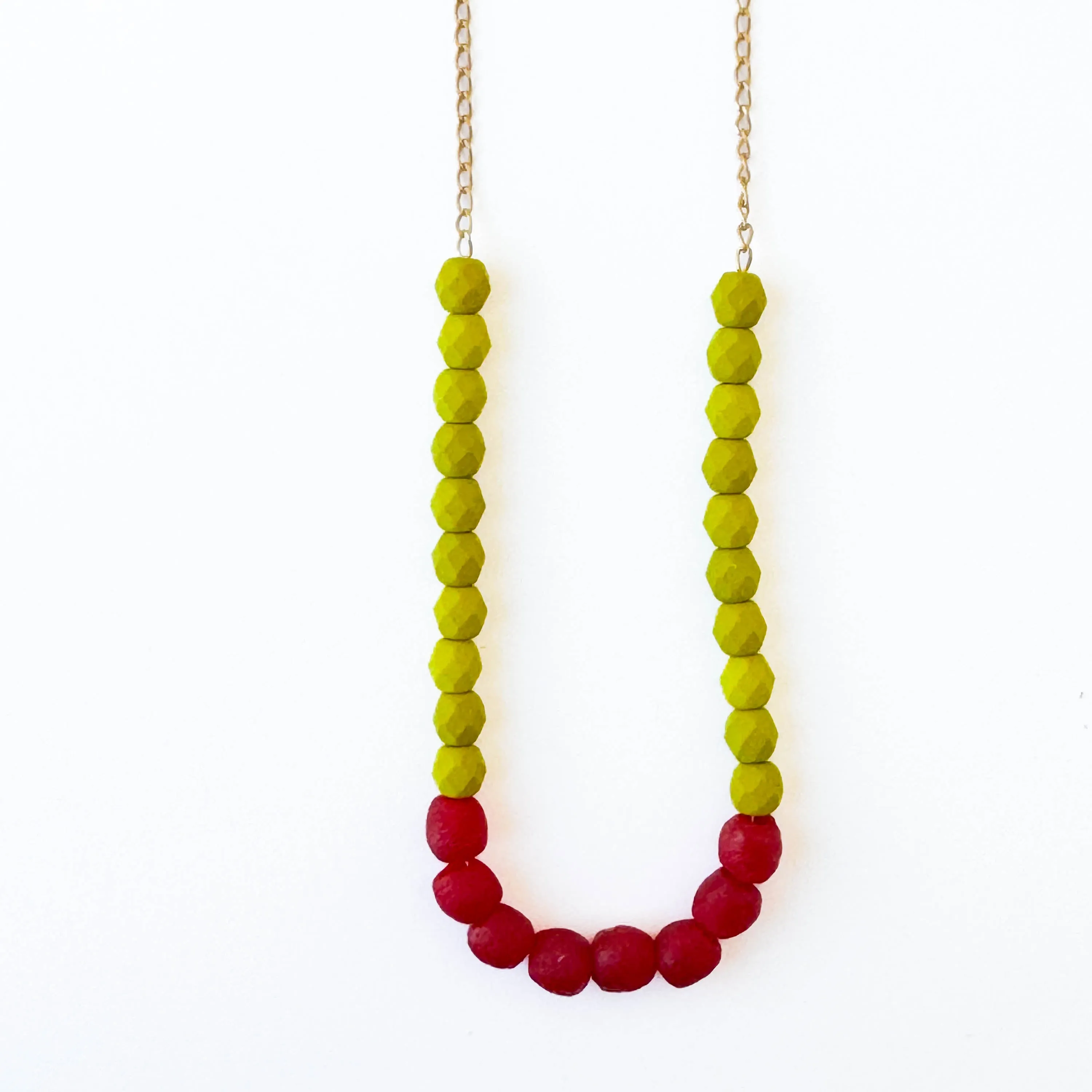 Recycled Glass And Bead Necklace