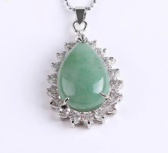 Reiki Gem Stone Water Drop Necklace
