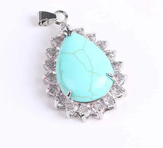 Reiki Gem Stone Water Drop Necklace