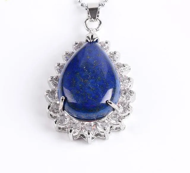 Reiki Gem Stone Water Drop Necklace
