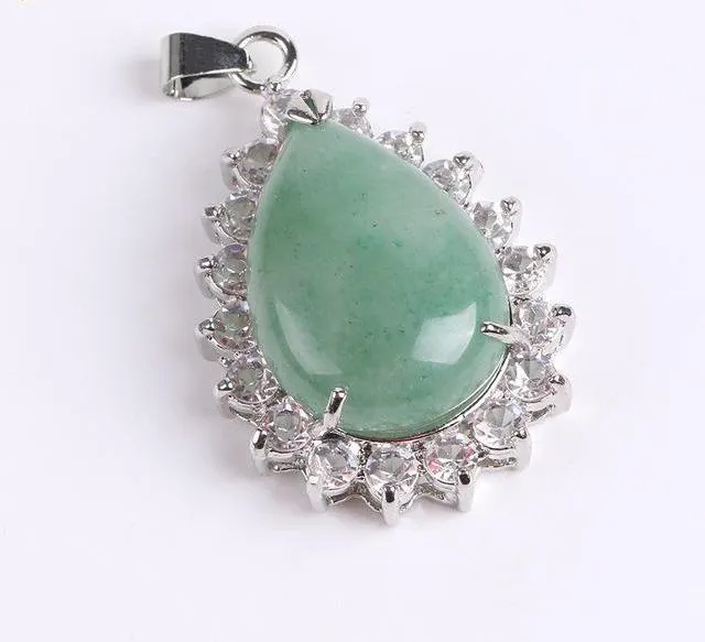 Reiki Gem Stone Water Drop Necklace