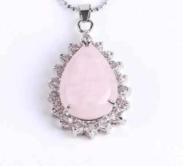 Reiki Gem Stone Water Drop Necklace