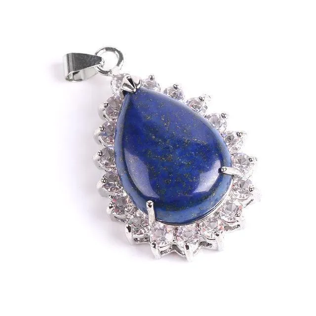 Reiki Gem Stone Water Drop Necklace