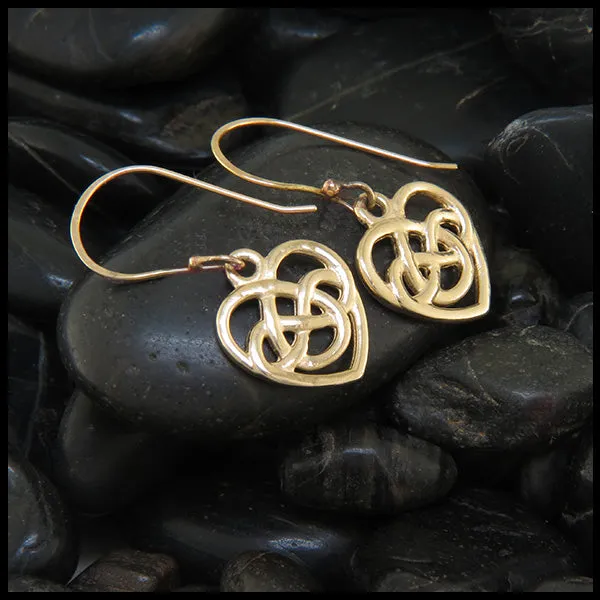 Robins Heart Earrings in Gold