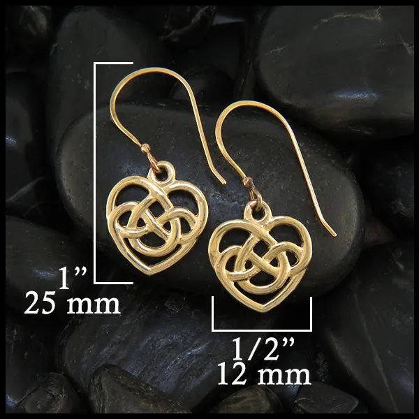 Robins Heart Earrings in Gold