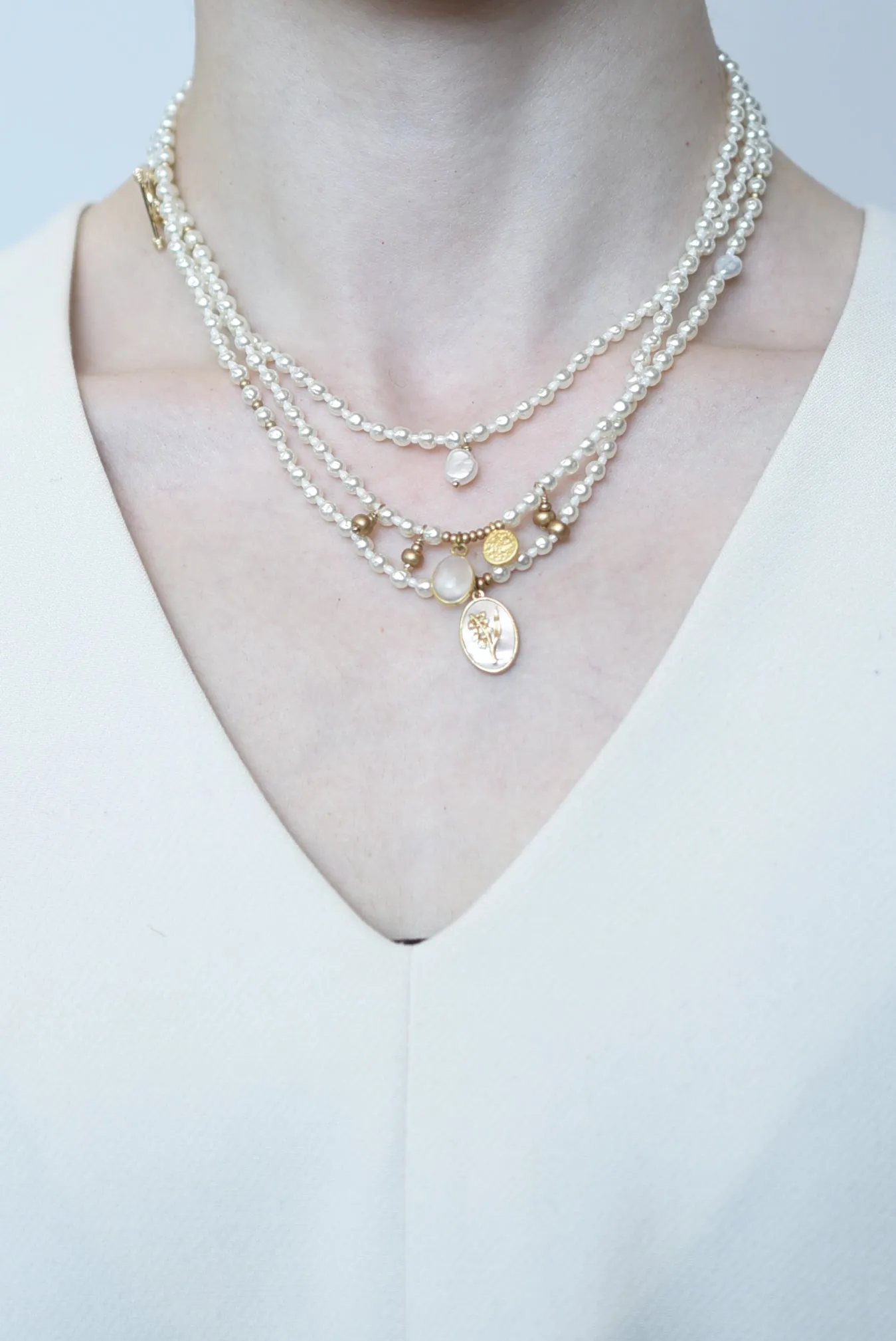 rocaille glass pearl necklace