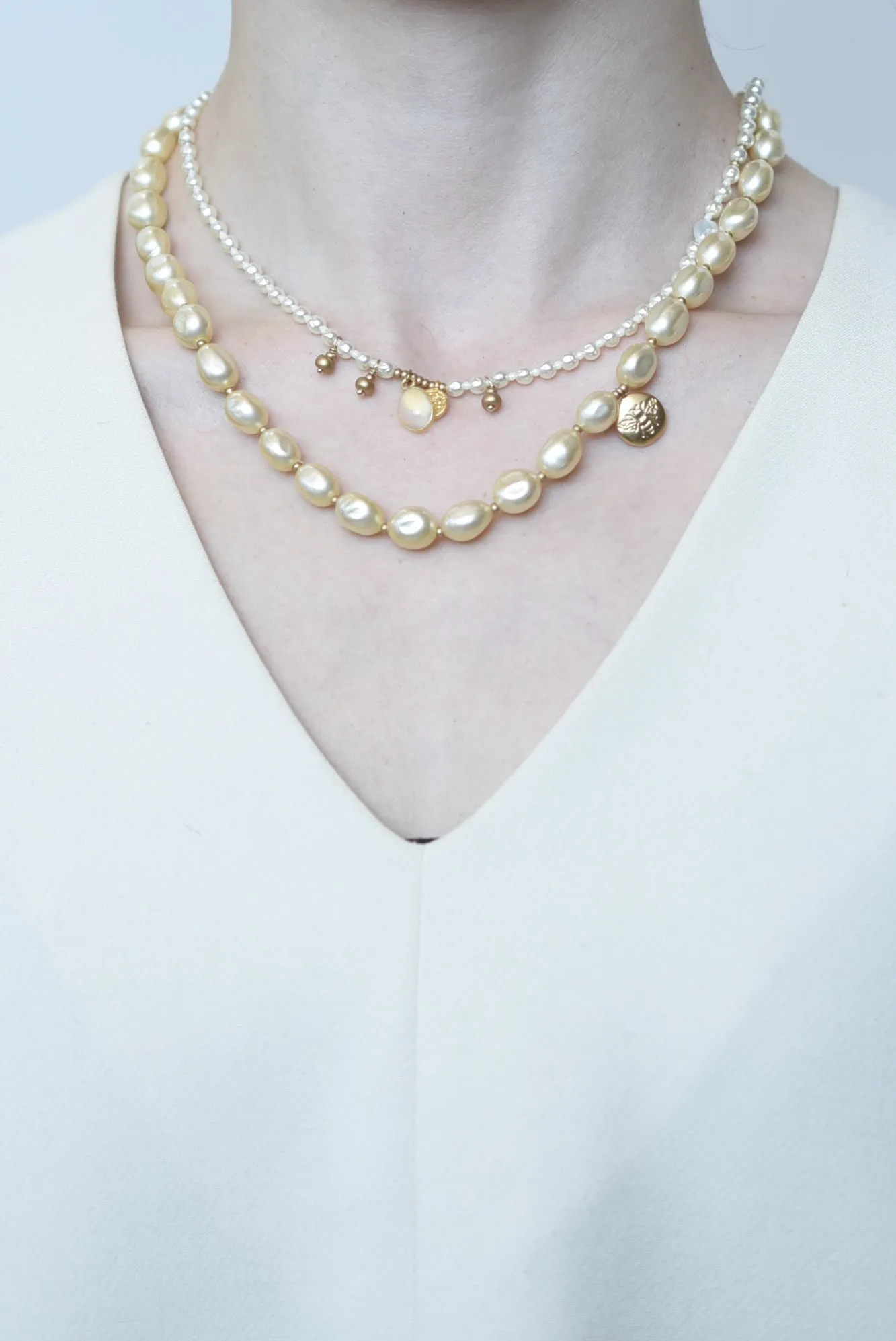 rocaille glass pearl necklace