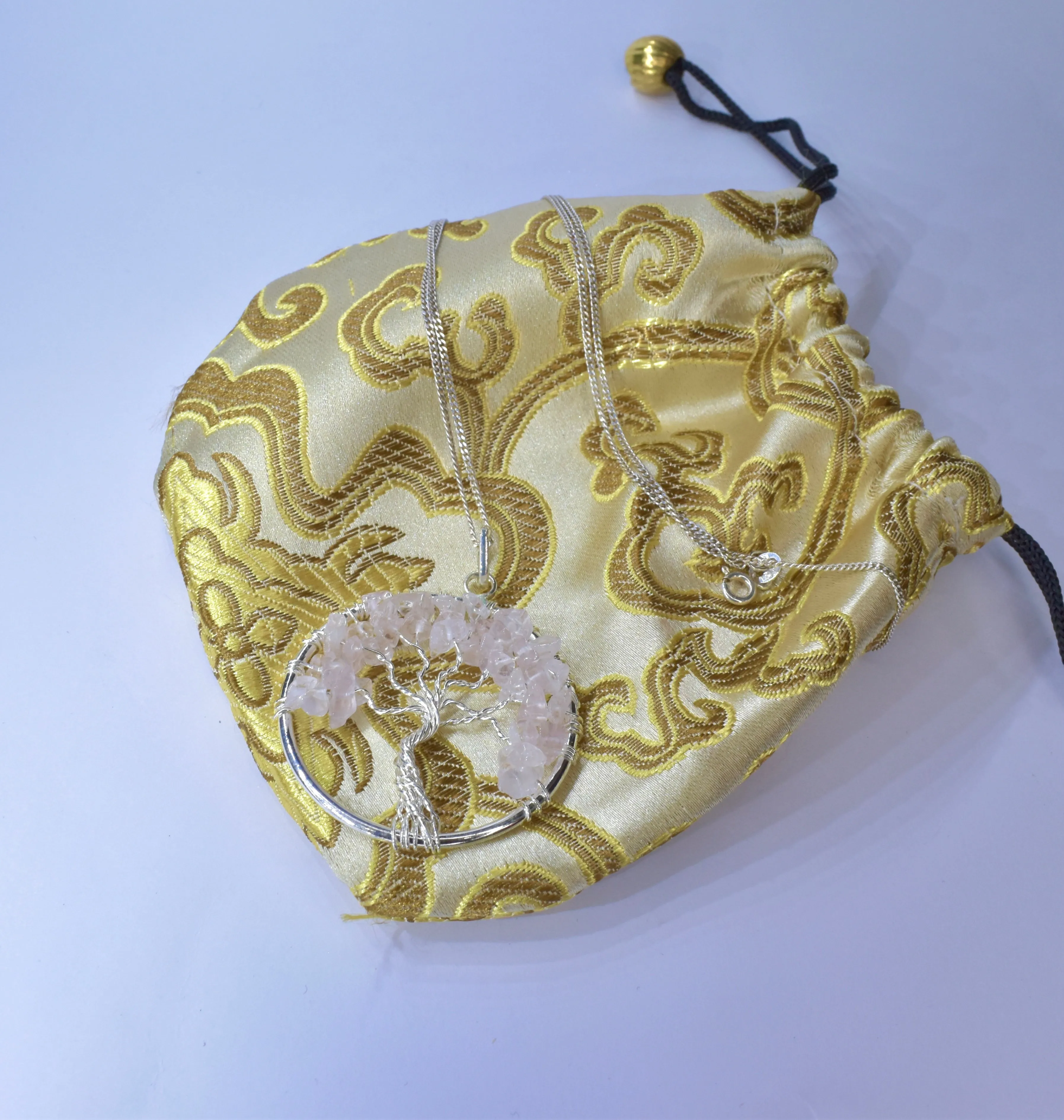 Rose Quartz Tree of Life Pendant