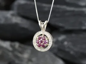 Ruby Flower Pendant - Red Daisy Necklace - Dainty Flower Necklace