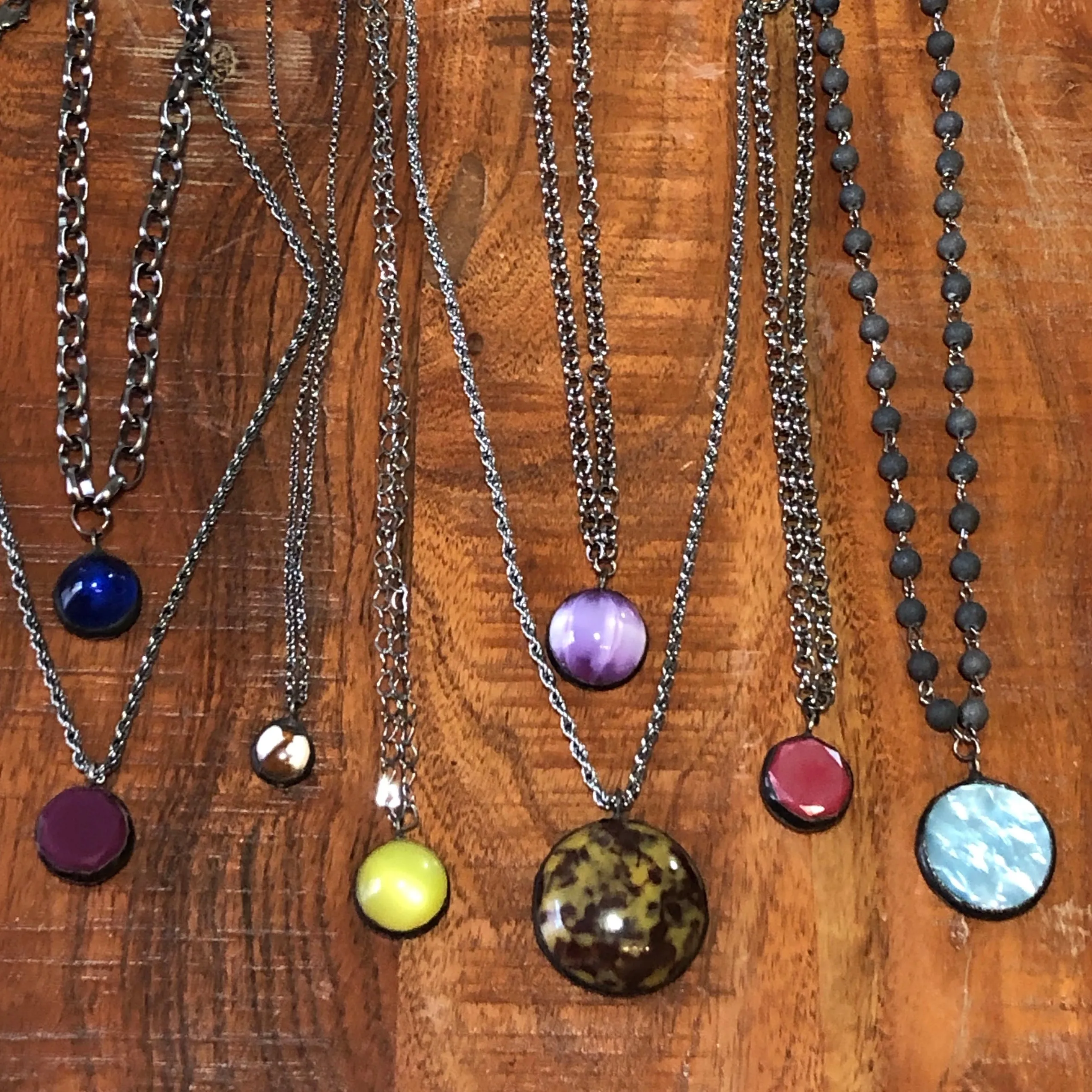 Ruby Luster & Gun Metal Layering Necklace - Medium *