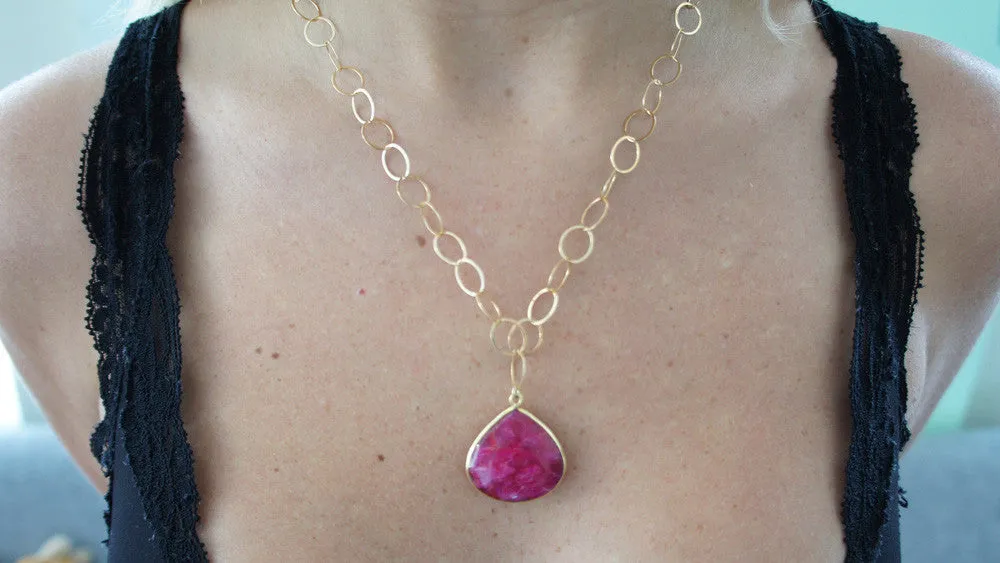 Ruby on Gold Link Chain